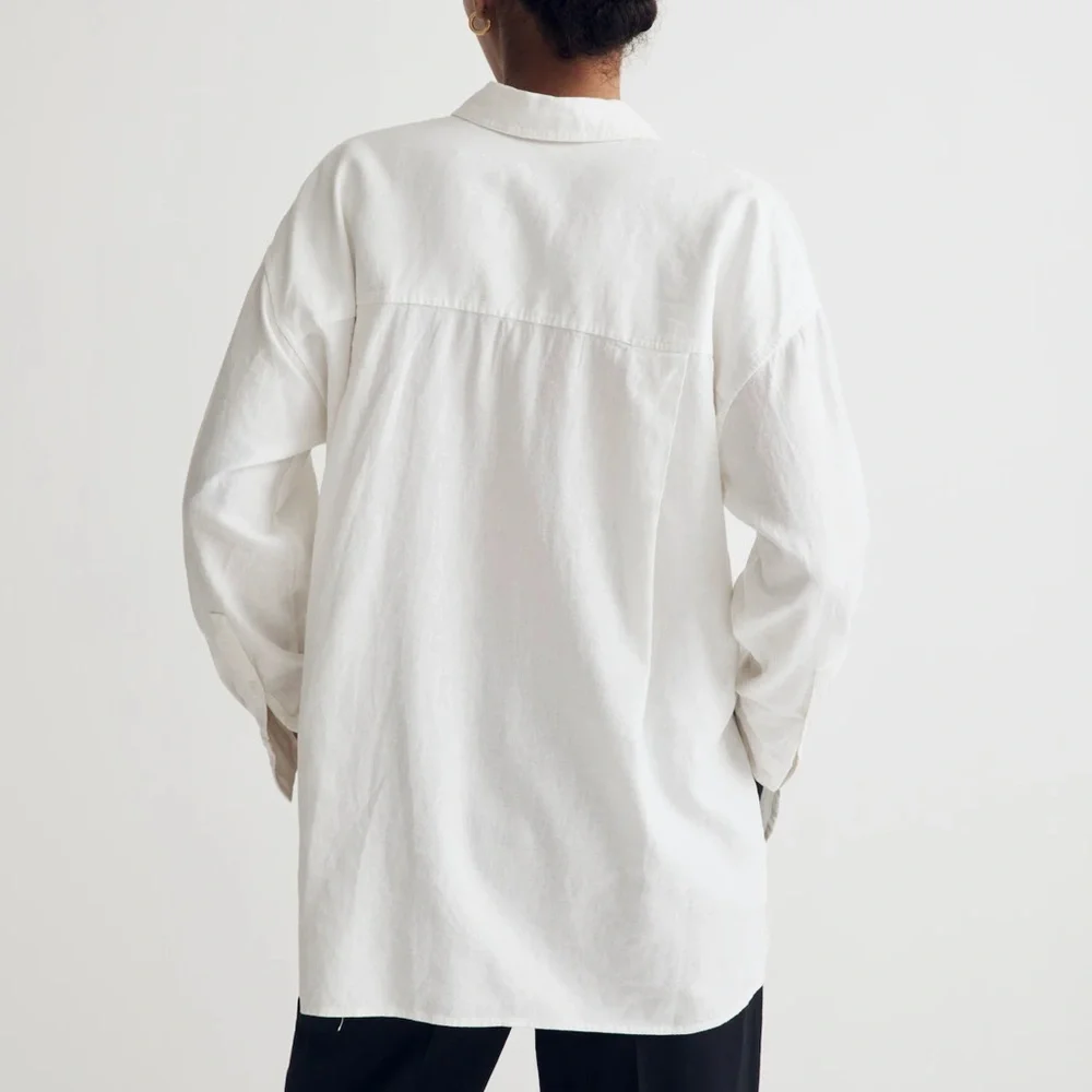 Madewell The Linen-Blend Oversized Shirt - size M - NWT - Picture 4 of 5